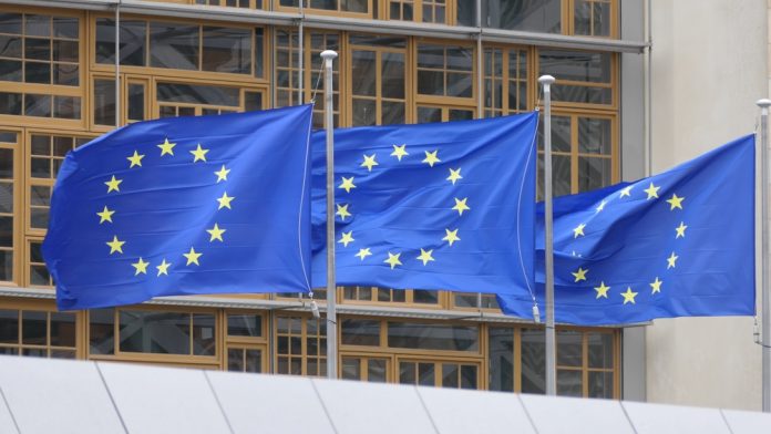 European,Flags,Flying,In,Brussels