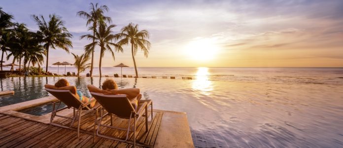 Beach,Holidays,For,Couple,In,Luxury,Hotel,,Banner,Background,With